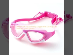 Bambini Anti Nebbia Occhiali da nuoto con tappi per le orecchie Lenti Occhiali sportivi di grandi dimensioni